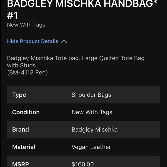 đź’– SOLD đź’– NWT Badgley Mischka Red Quilted Satchel with Silver Accents NWT $160 - Picture 2 of 3